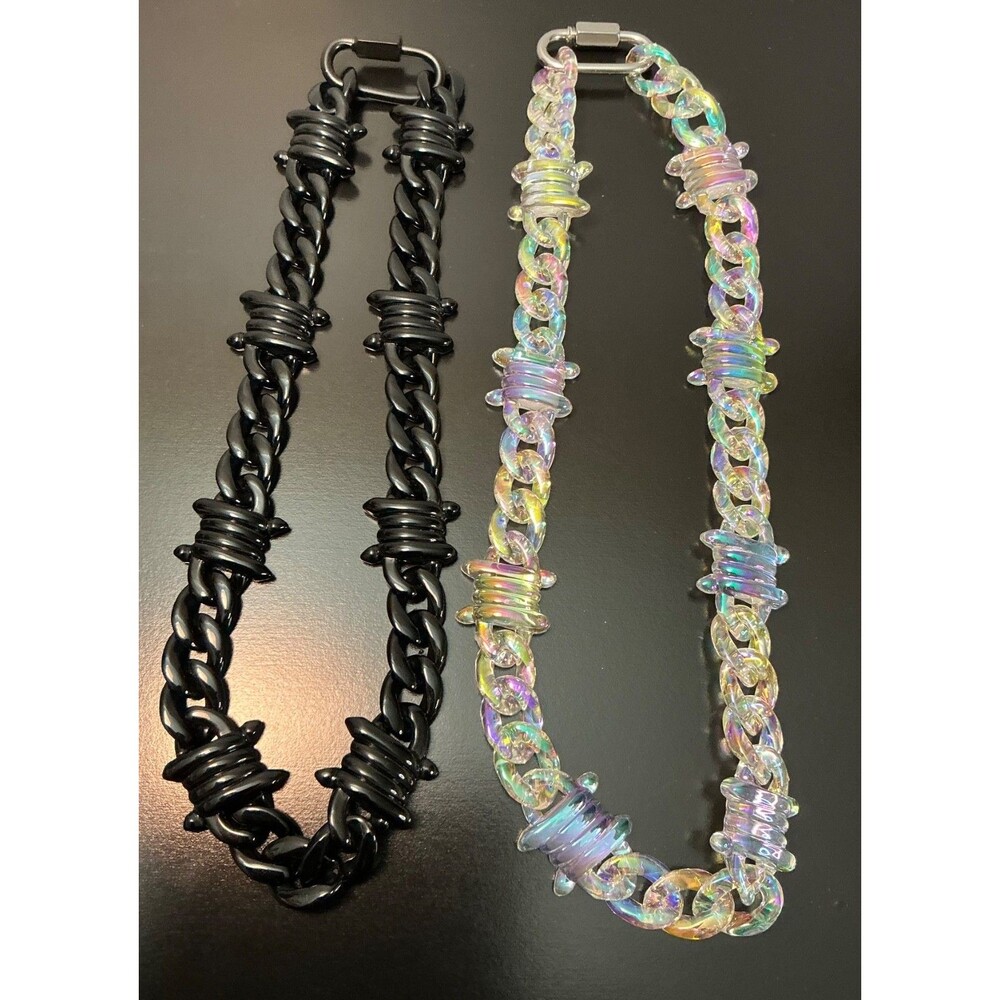 Barbed Wire Acrylic Chain Necklace Men Women Teen Jewelry New 20” Iridescent New